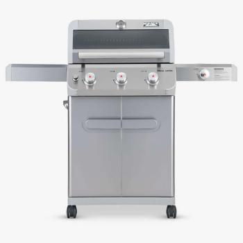 Monument Grills Mesa 305 3 Burner Stainless Steel Freestanding Propane Gas Grill with Clear View Lid and Side Burner M305350
