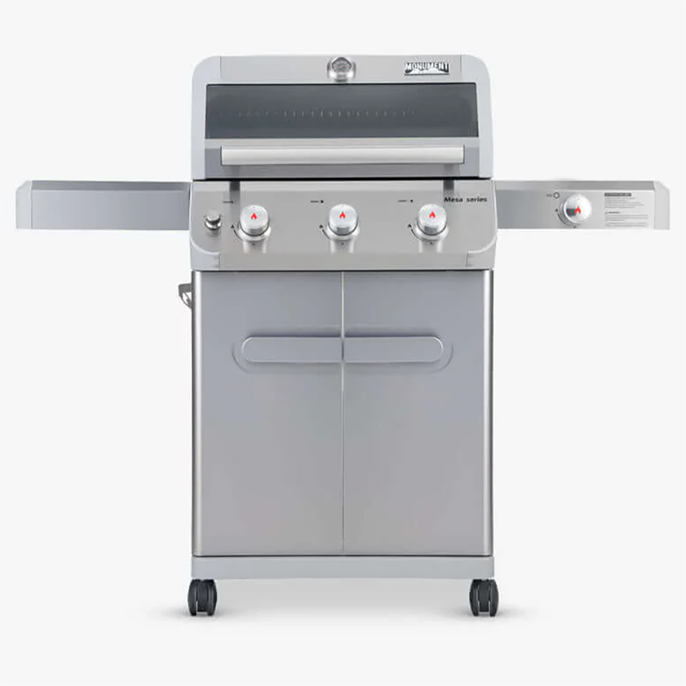 Monument Grills Mesa 305 3 Burner Stainless Steel Freestanding Propane Gas Grill with Clear View Lid  and  Side Burner
