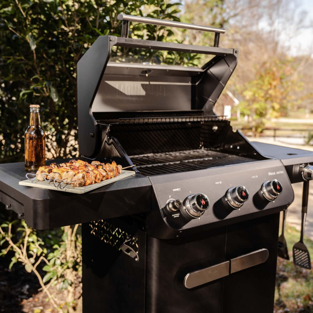 Monument Grills Mesa 325 3 Burner Freestanding Propane Gas Grill with Clear View Lid  and  Side Burner