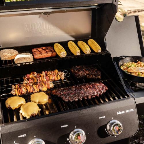 Monument Grills Mesa 325 3 Burner Freestanding Propane Gas Grill with Clear View Lid  and  Side Burner