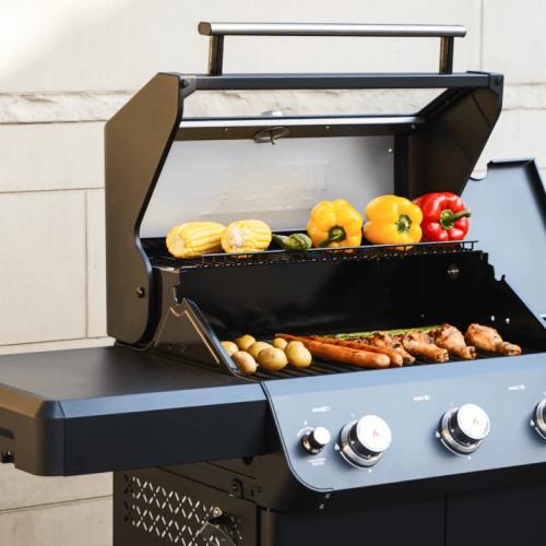 Monument Grills Mesa 325 3 Burner Freestanding Propane Gas Grill with Clear View Lid  and  Side Burner