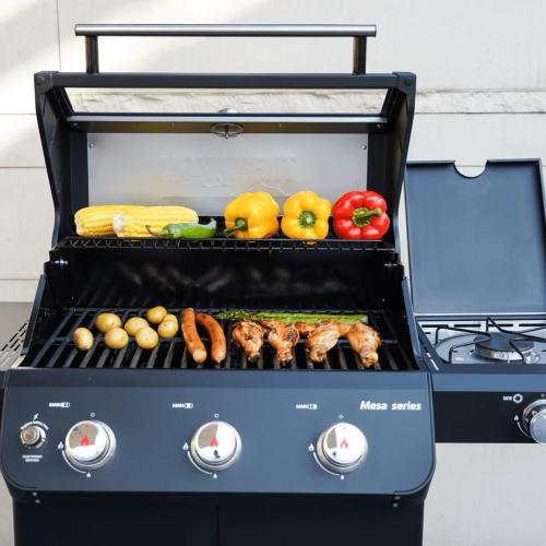 Monument Grills Mesa 325 3 Burner Freestanding Propane Gas Grill with Clear View Lid  and  Side Burner