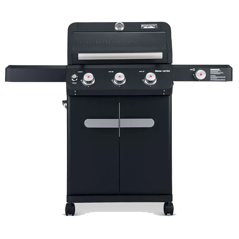 Monument Grills Mesa 325 3 Burner Freestanding Propane Gas Grill with Clear View Lid  and  Side Burner