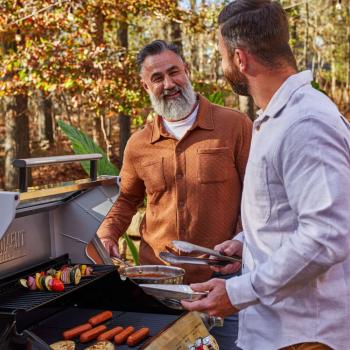 Monument Grills Mesa 415BZ 4 Burner Stainless Steel Freestanding Propane Gas Grill with Clear View Lid Broil Zone and Side Burner 02350