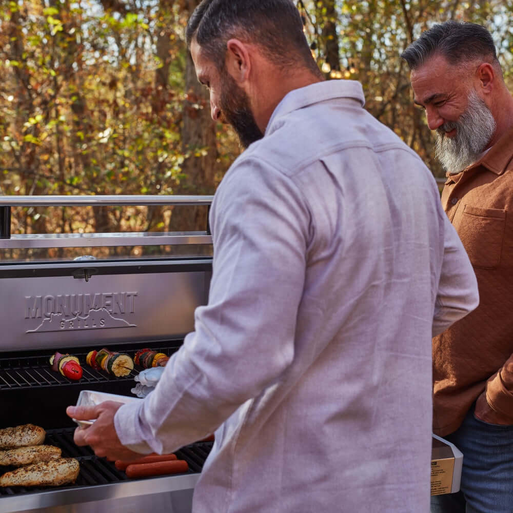 Monument Grills Mesa 415BZ 4 Burner Stainless Steel Freestanding Propane Gas Grill with Clear View Lid Broil Zone  and  Side Burner