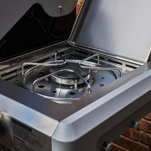 Monument Grills Mesa 415BZ 4 Burner Stainless Steel Freestanding Propane Gas Grill with Clear View Lid Broil Zone  and  Side Burner