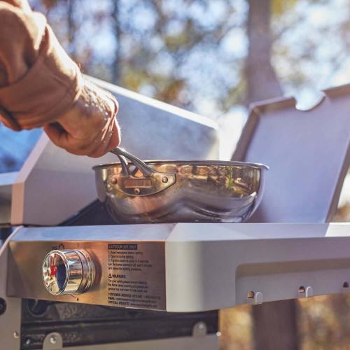 Monument Grills Mesa 415BZ 4 Burner Stainless Steel Freestanding Propane Gas Grill with Clear View Lid Broil Zone  and  Side Burner