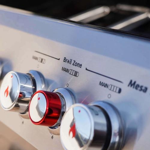 Monument Grills Mesa 415BZ 4 Burner Stainless Steel Freestanding Propane Gas Grill with Clear View Lid Broil Zone  and  Side Burner