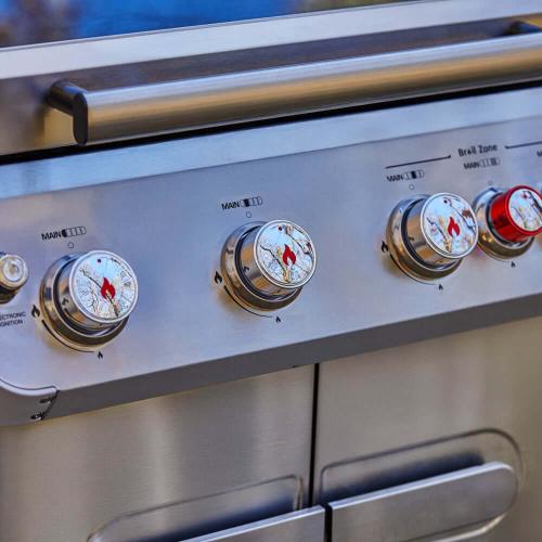 Monument Grills Mesa 415BZ 4 Burner Stainless Steel Freestanding Propane Gas Grill with Clear View Lid Broil Zone  and  Side Burner
