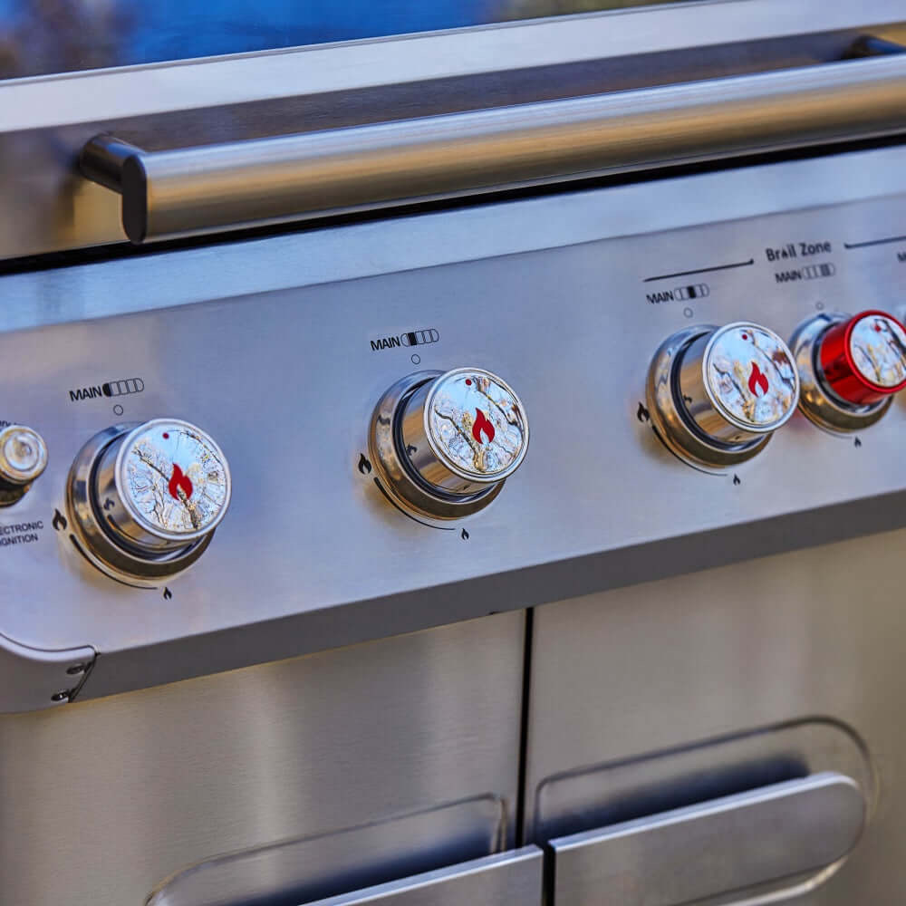 Monument Grills Mesa 415BZ 4 Burner Stainless Steel Freestanding Propane Gas Grill with Clear View Lid Broil Zone  and  Side Burner