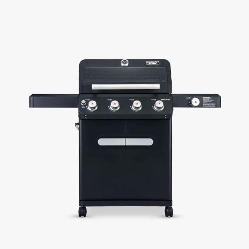 Monument Grills Mesa 425 4 Burner Freestanding Propane Gas Grill with Clear View Lid  and  Side Burner   Black