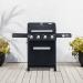 Monument Grills Mesa 425 4 Burner Freestanding Propane Gas Grill with Clear View Lid  and  Side Burner   Black