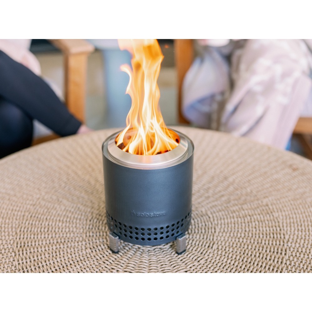 Solo Stove Mesa XL 7 Inch Round Stainless Steel Wood Burning Tabletop Fire Pit   Gunmetal