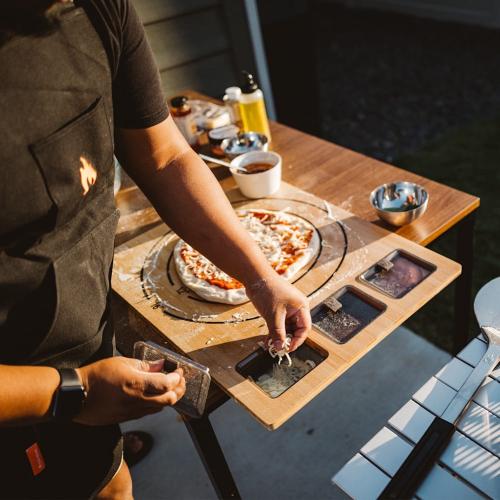 Solo Stove 23 Inch Bamboo Pi Prep Board with 3 Topping Containers