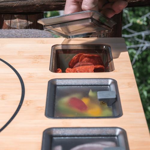 Solo Stove 23 Inch Bamboo Pi Prep Board with 3 Topping Containers