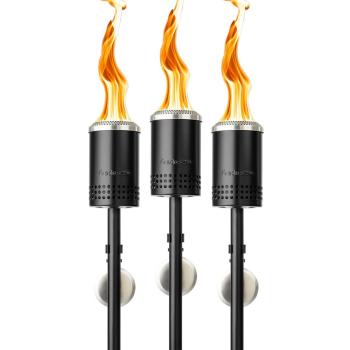 Solo Stove Mesa Torch 52 Inch Steel Backyard Torchlight with Ground Stake 3 Pack350