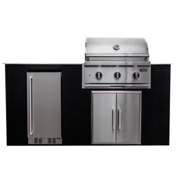 Coyote 6 Ft Outdoor Kitchen Island for 30 Inch C Series Gas Grill with Black Cabinet and Light Gray Countertop350