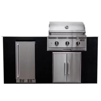 Coyote 6 Ft Outdoor Kitchen Island for 30 Inch C Series Gas Grill with Black Cabinet and Light Gray Countertop CKEY6350