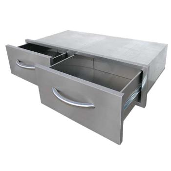 Cal Flame 39 Inch Stainless Steel Horizontal Double Access Drawer BBQ08867350