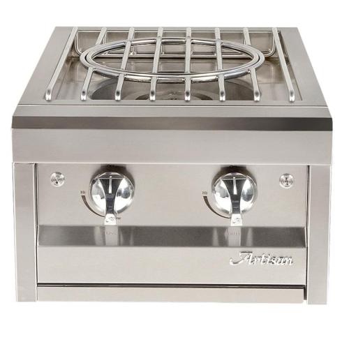 Artisan 18 Inch 55000 BTU Built In Propane Gas Power Burner with Wok Ring  and  Stainless Steel Lid