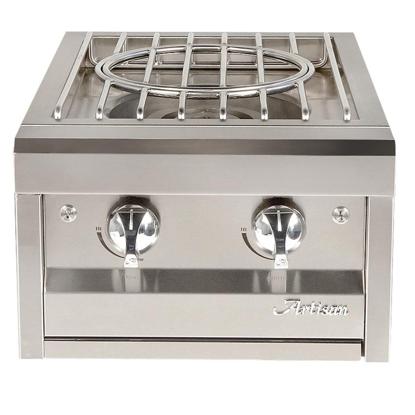 Artisan 18 Inch 55000 BTU Built In Propane Gas Power Burner with Wok Ring  and  Stainless Steel Lid