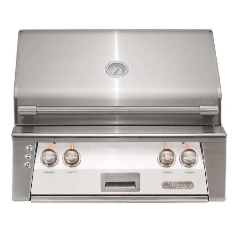 Alfresco Grills ALXE 30 Inch 2 Burner Built In Propane Gas Grill with Rear Infrared Burner   Signal White Gloss