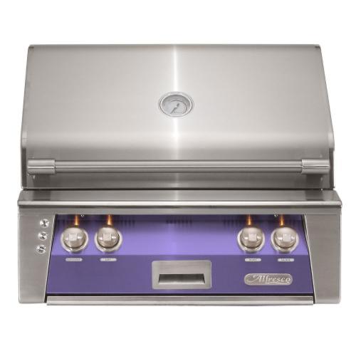 Alfresco Grills ALXE 30 Inch 2 Burner Built In Natural Gas Grill with Rear Infrared Burner   Blue Lilac