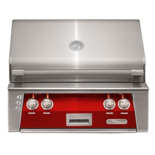 Alfresco Grills ALXE 30 Inch 2 Burner Built In Natural Gas Grill with Rear Infrared Burner   Carmine Red