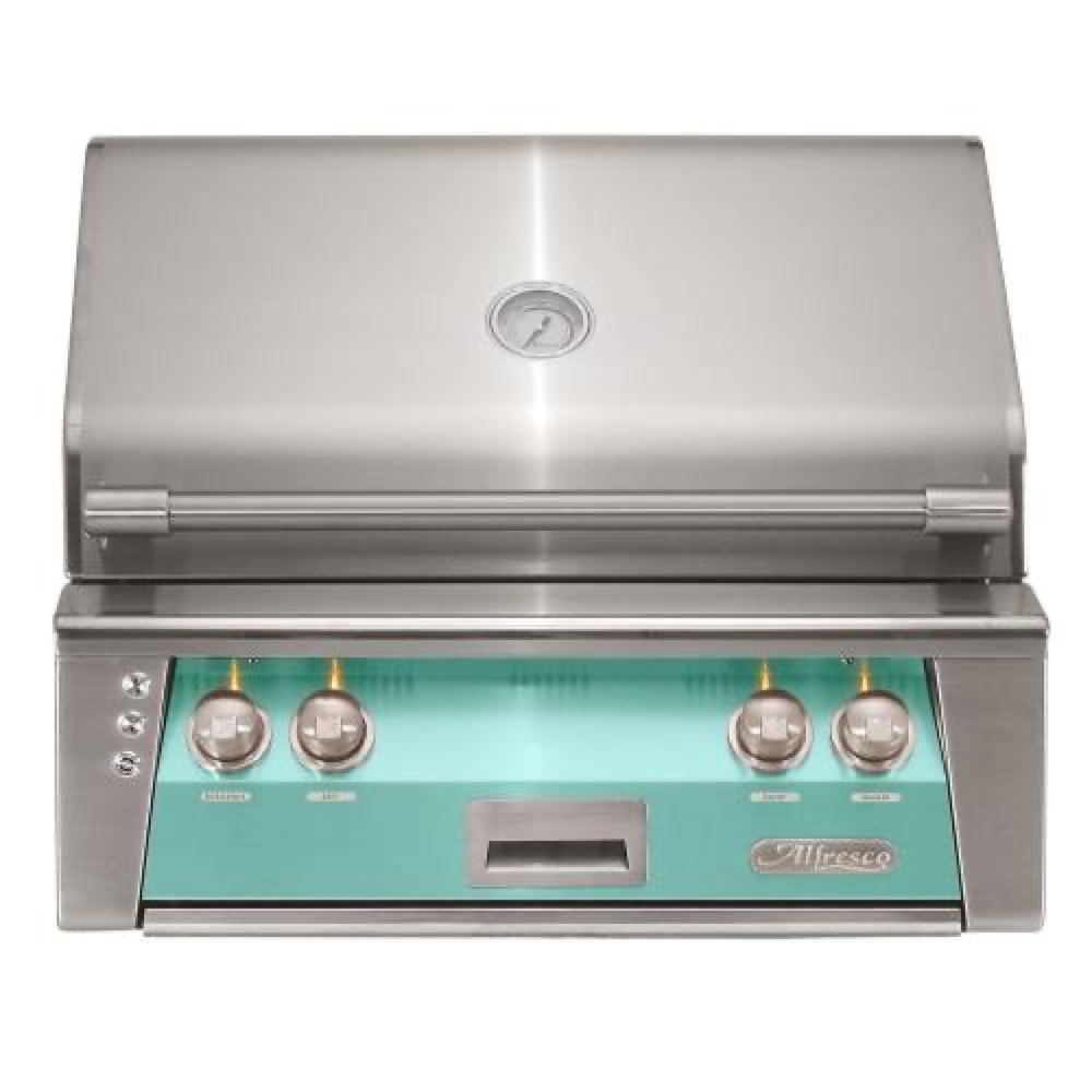 Alfresco Grills ALXE 30 Inch 2 Burner Built In Natural Gas Grill with Rear Infrared Burner   Light Green
