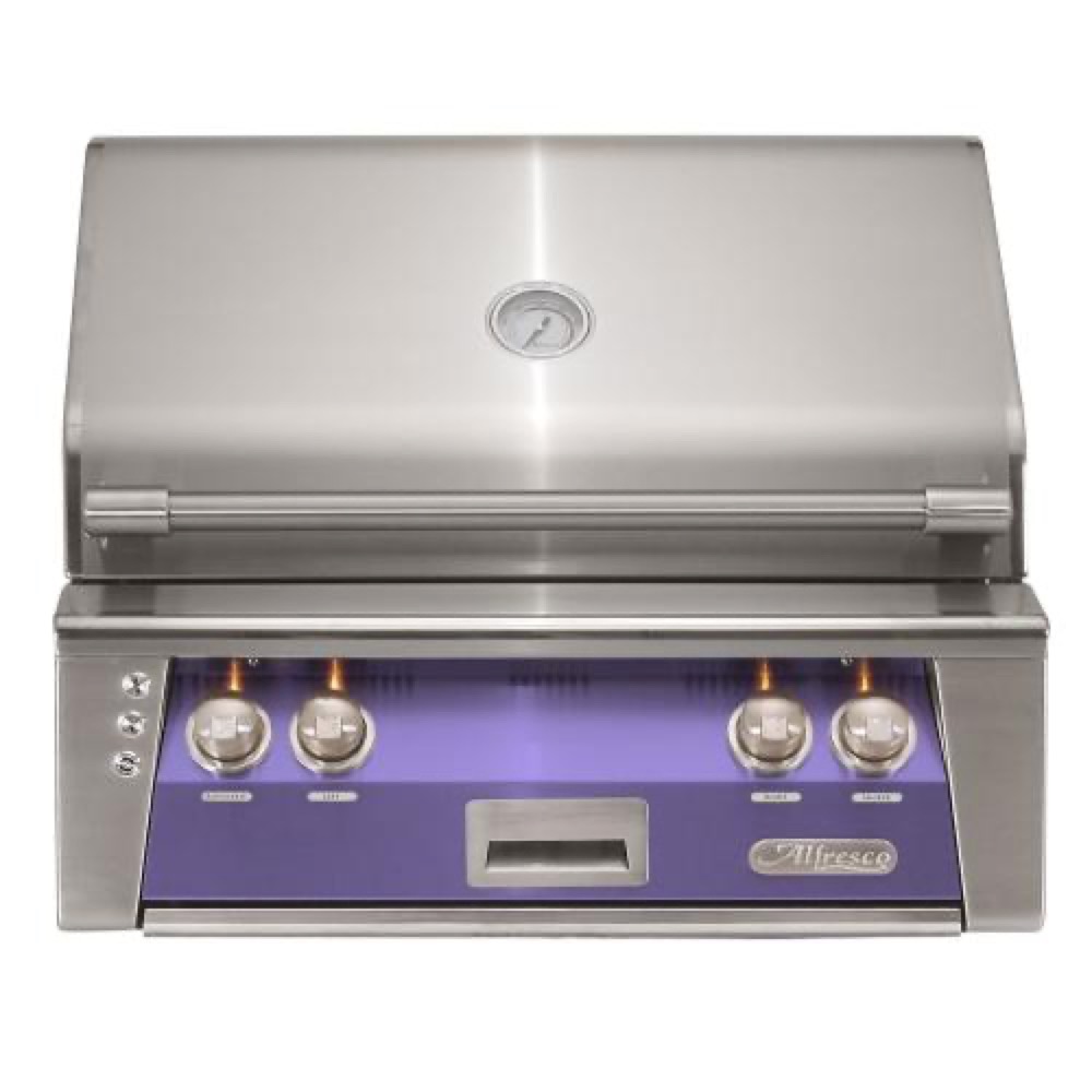 Alfresco Grills ALXE 30 Inch 2 Burner Built In Propane Gas Grill with Sear Zone and Rear Infrared Burner   Blue Lilac