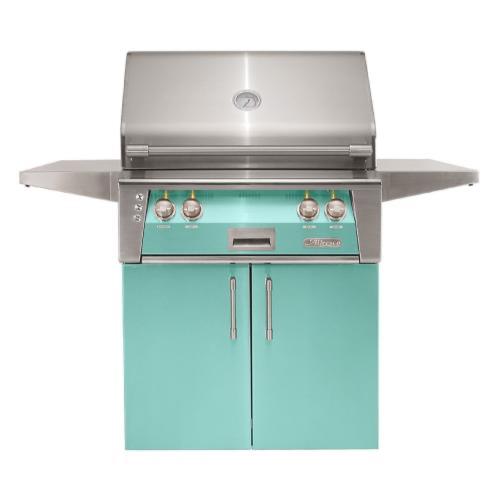 Alfresco Grills ALXE 30 Inch 2 Burner Freestanding Propane Gas Grill with Sear Zone and Rear Infrared Burner   Light Green