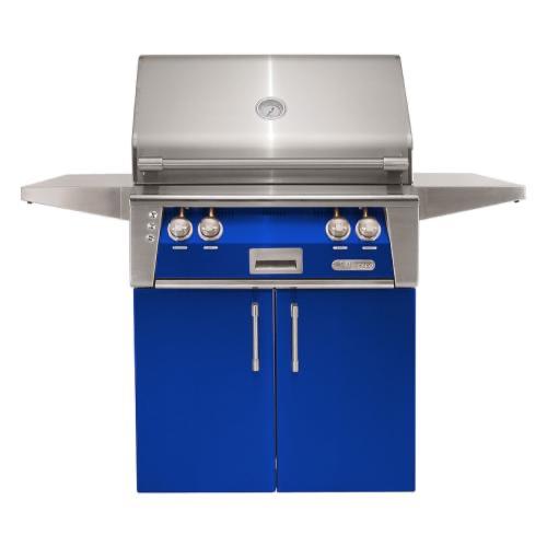 Alfresco Grills ALXE 30 Inch 2 Burner Freestanding Natural Gas Grill with Sear Zone and Rear Infrared Burner   Ultramarine Blue