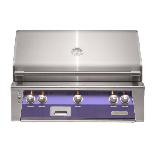 Alfresco Grills ALXE 36 Inch 3 Burner Built In Propane Gas Grill with Rear Infrared Burner   Blue Lilac
