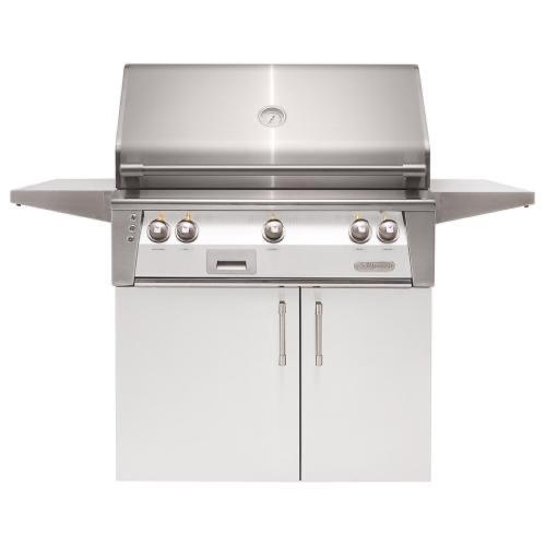 Alfresco Grills ALXE 36 Inch 3 Burner Freestanding Propane Gas Grill with Rear Infrared Burner   Signal White Gloss