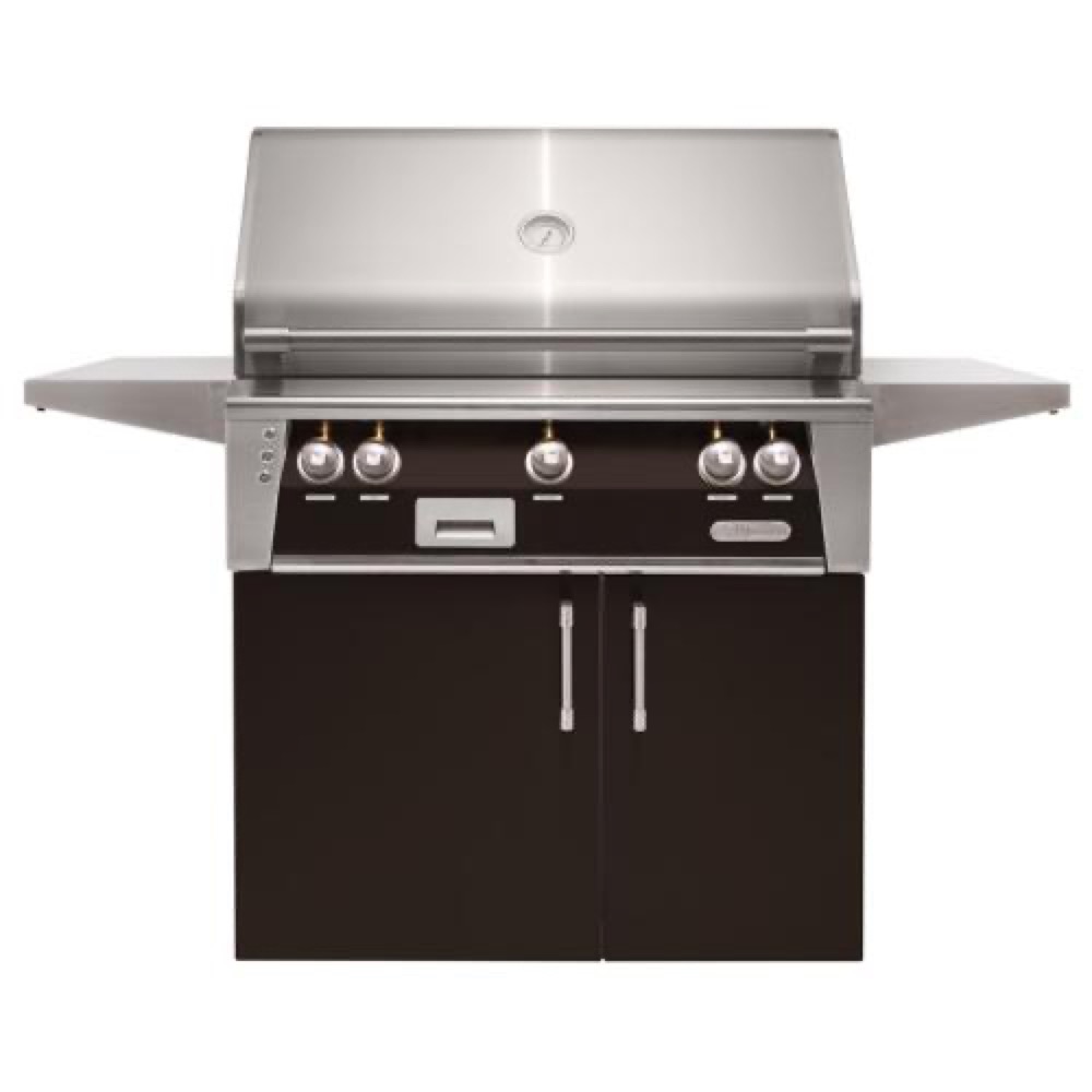 Alfresco Grills ALXE 36 Inch 3 Burner Freestanding Propane Gas Grill with Rear Infrared Burner   Jet Black Matte