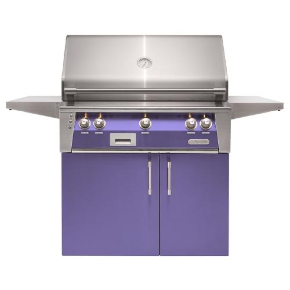 Alfresco Grills ALXE 36 Inch 3 Burner Freestanding Propane Gas Grill with Rear Infrared Burner   Blue Lilac