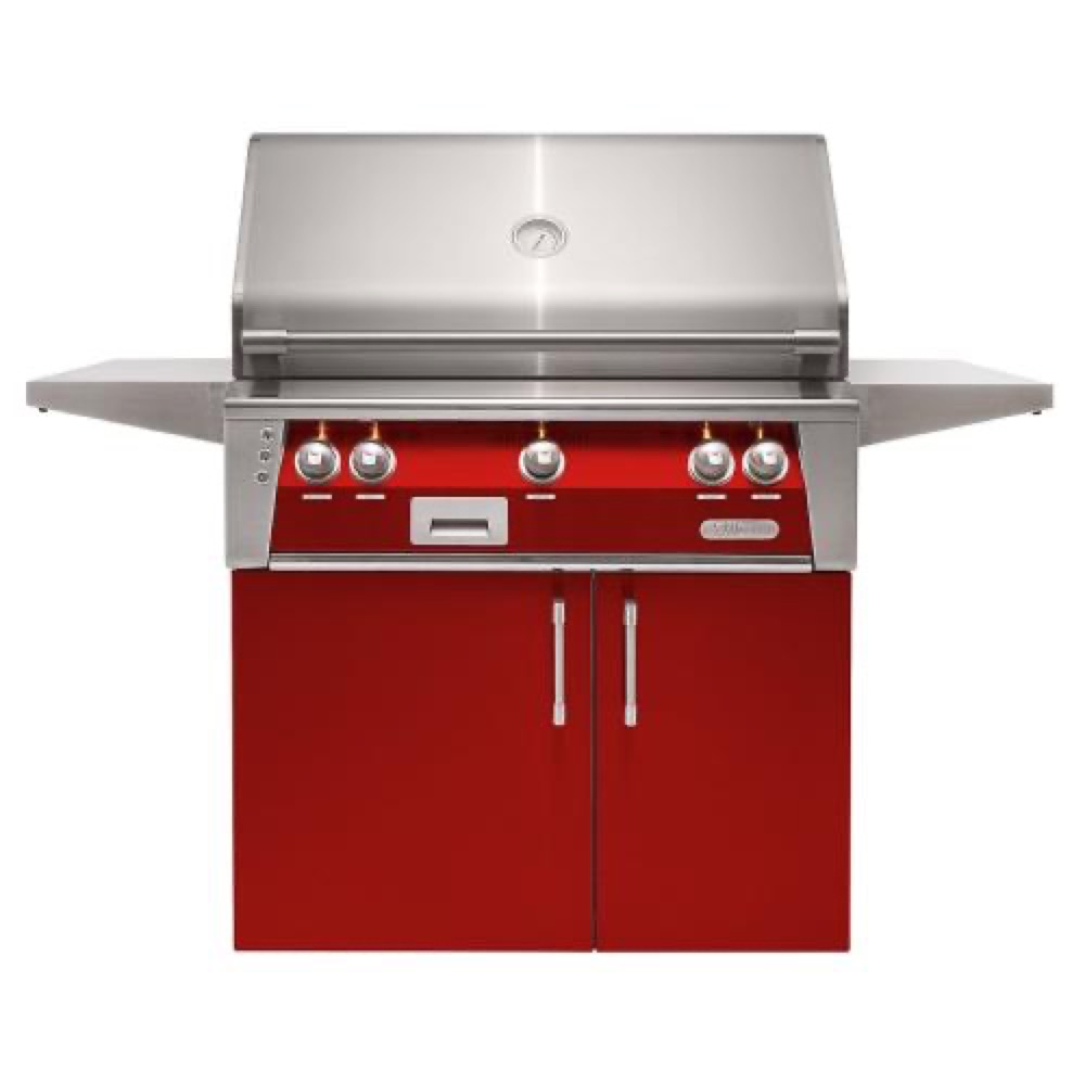 Alfresco Grills ALXE 36 Inch 3 Burner Freestanding Propane Gas Grill with Rear Infrared Burner   Carmine Red
