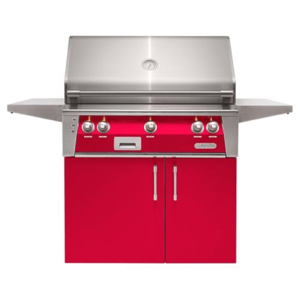 Alfresco Grills ALXE 36 Inch 3 Burner Freestanding Propane Gas Grill with Rear Infrared Burner   Raspberry Red