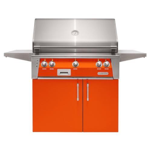 Alfresco Grills ALXE 36 Inch 3 Burner Freestanding Propane Gas Grill with Rear Infrared Burner   Luminous Orange