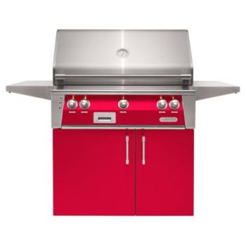 Alfresco Grills ALXE 36 Inch 3 Burner Freestanding Natural Gas Grill with Rear Infrared Burner Raspberry Red ALXE 36C NG S3027350
