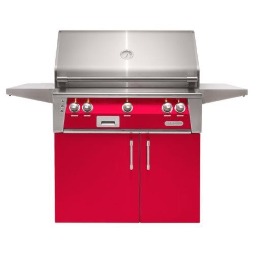 Alfresco Grills ALXE 36 Inch 3 Burner Freestanding Natural Gas Grill with Rear Infrared Burner   Raspberry Red