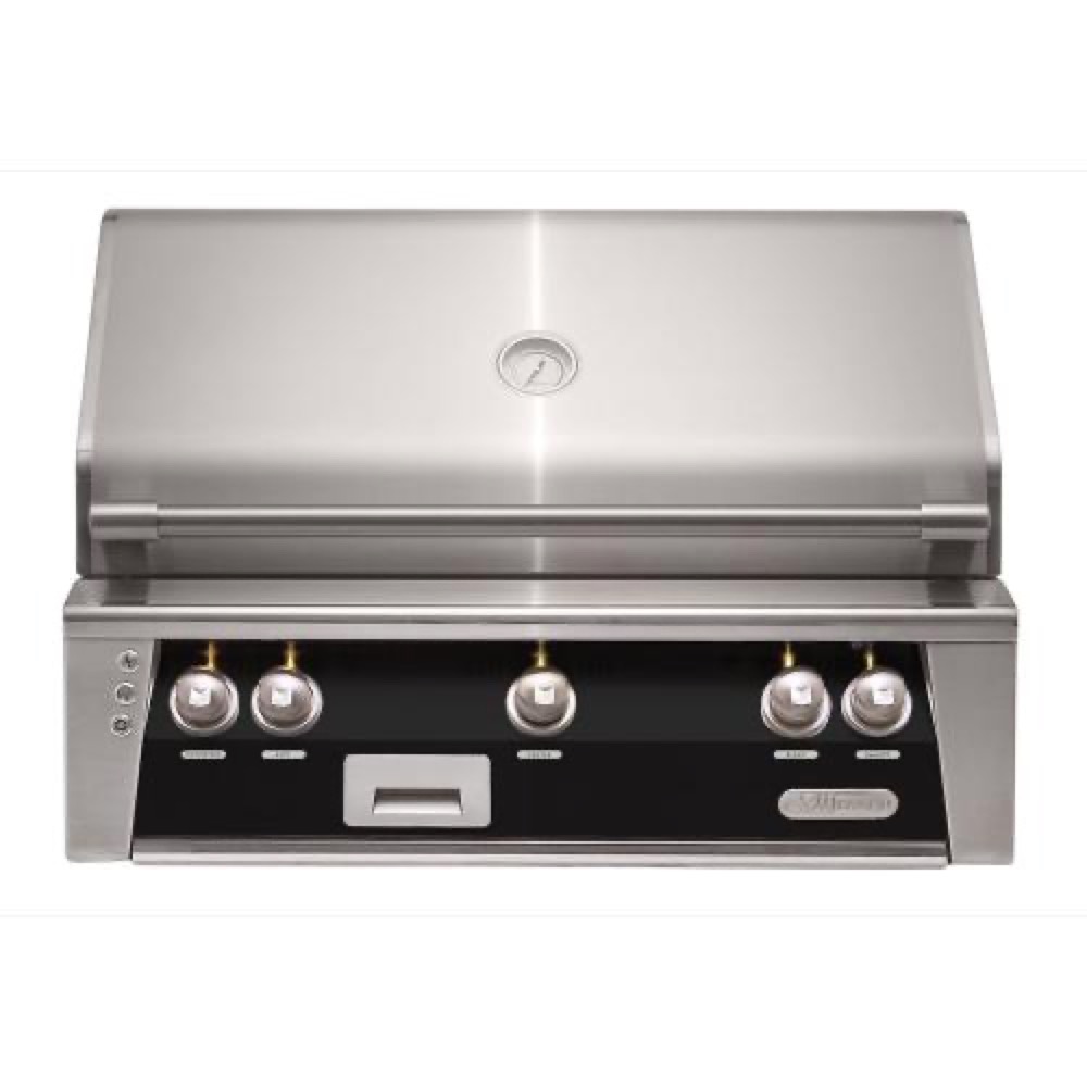 Alfresco Grills ALXE 36 Inch 3 Burner Built In Propane Gas Grill with Sear Zone and Rear Infrared Burner   Jet Black Gloss