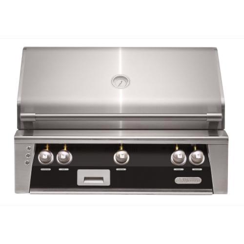 Alfresco Grills ALXE 36 Inch 3 Burner Built In Natural Gas Grill with Sear Zone and Rear Infrared Burner   Jet Black Matte
