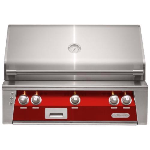 Alfresco Grills ALXE 36 Inch 3 Burner Built In Natural Gas Grill with Sear Zone and Rear Infrared Burner   Carmine Red