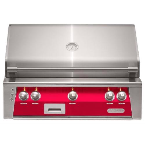 Alfresco Grills ALXE 36 Inch 3 Burner Built In Natural Gas Grill with Sear Zone and Rear Infrared Burner   Raspberry Red