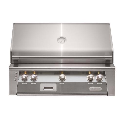 Alfresco Grills ALXE 36 Inch 3 Burner Built In Natural Gas Grill with Sear Zone and Rear Infrared Burner   Signal Grey