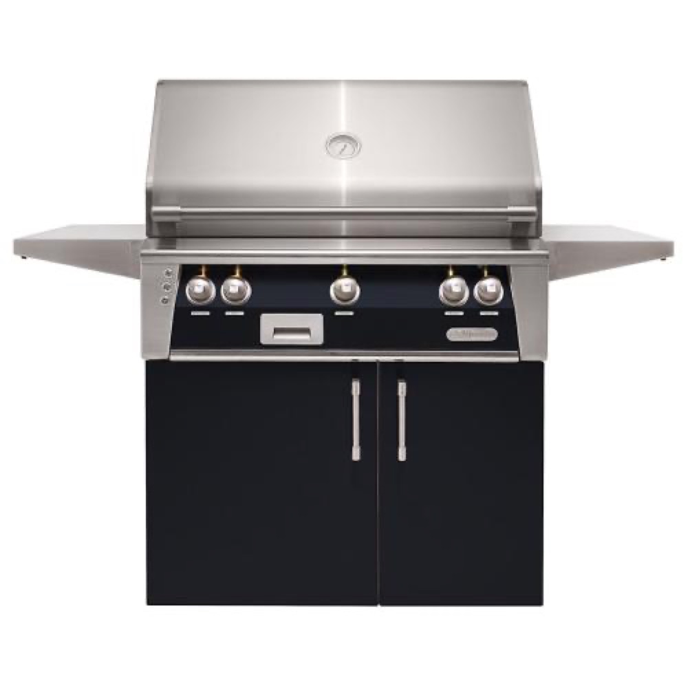 Alfresco Grills ALXE 36 Inch 3 Burner Freestanding Propane Gas Grill with Sear Zone and Rear Infrared Burner   Jet Black Gloss