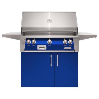 Alfresco Grills ALXE 36 Inch 3 Burner Freestanding Propane Gas Grill with Sear Zone and Rear Infrared Burner Ultramarine Blue ALXE 36SZC LP S5002350