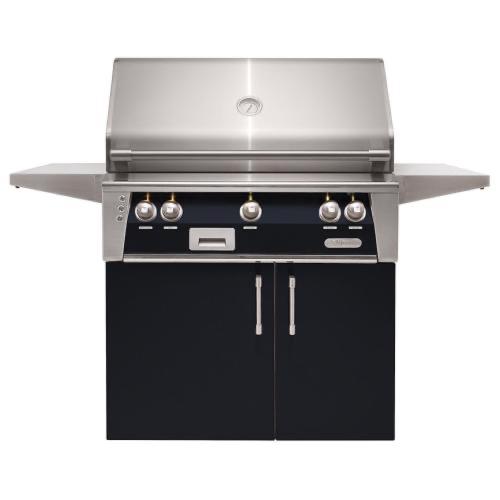 Alfresco Grills ALXE 36 Inch 3 Burner Freestanding Natural Gas Grill with Sear Zone and Rear Infrared Burner   Jet Black Gloss