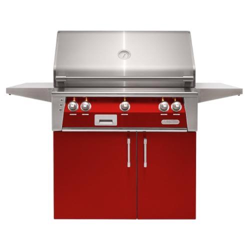 Alfresco Grills ALXE 36 Inch 3 Burner Freestanding Natural Gas Grill with Sear Zone and Rear Infrared Burner   Carmine Red